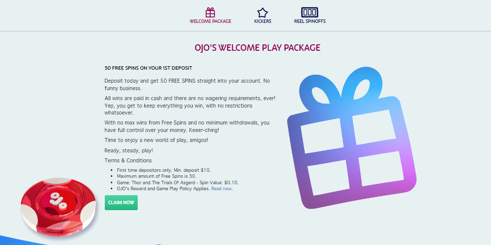 PlayOJO casino bonus