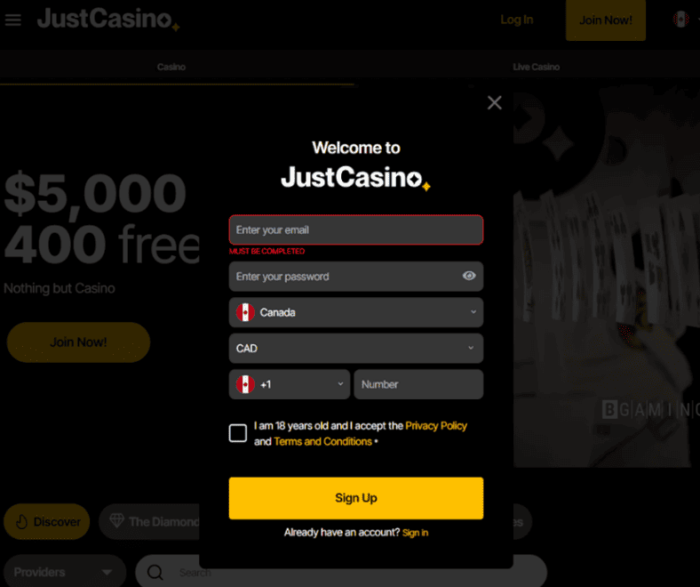 Just Casino Canada